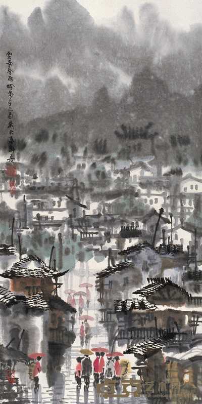 徐希 2005年作 云安春雨 镜心 137×68cm